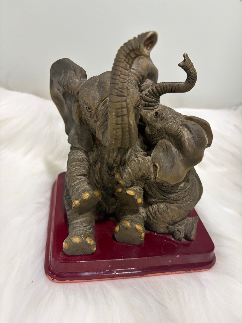 Elephant Family Resin Sculpture - Brown Decorative Figurine
